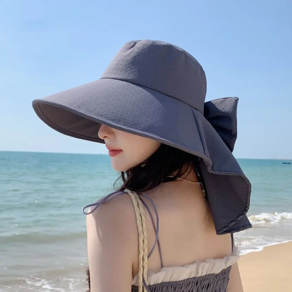 UPF 50+ UV Protection Bow Bucket Hat Sunscreen Portable Outdoor Sun Hat Adjustable Wide Brim Fisherman Cap Men