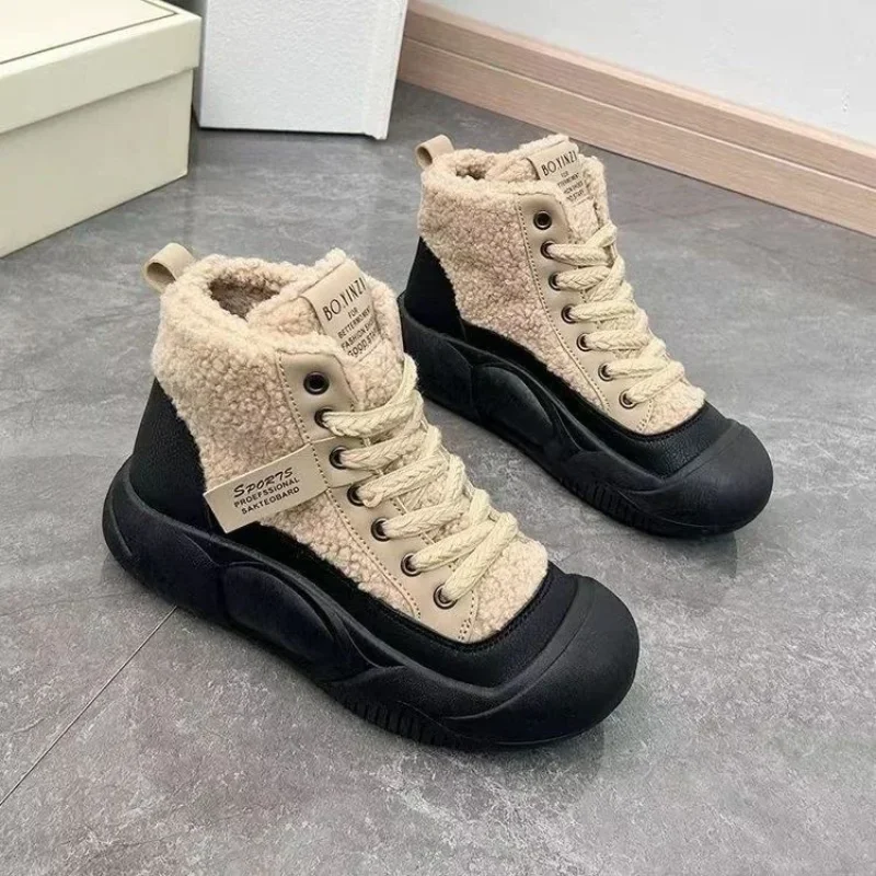 Damen Winter Stiefeletten neue Casual Sports erwärmt Skateboard Schuhe Frau Plattform plus Plüsch Schnees chuh Schuhe Botas de Mujer