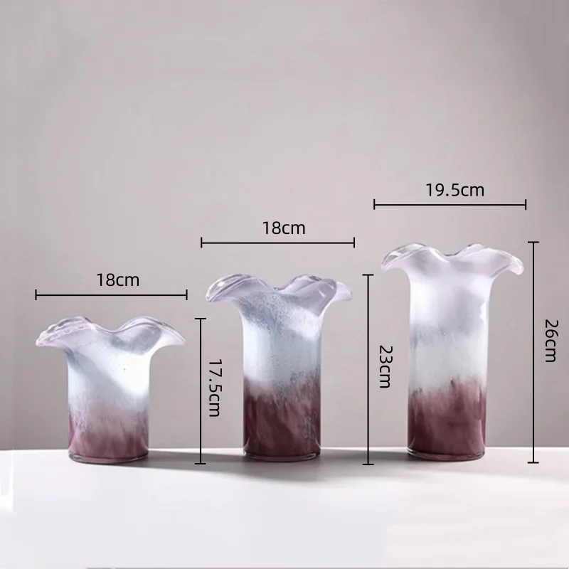 

U2 Purple Wavy Vase Wave Edge Color Gradient Flower Vase Flower Arrangement Accessories Hydroponics Terrarium Home Decoration