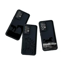 Horse Black Phone Case for Samsung A03 A04 A05 A21S A23 A33 A34 A35 A50 A53 A54 A55 A71 A73 5G Protection Silicone Cover Coque