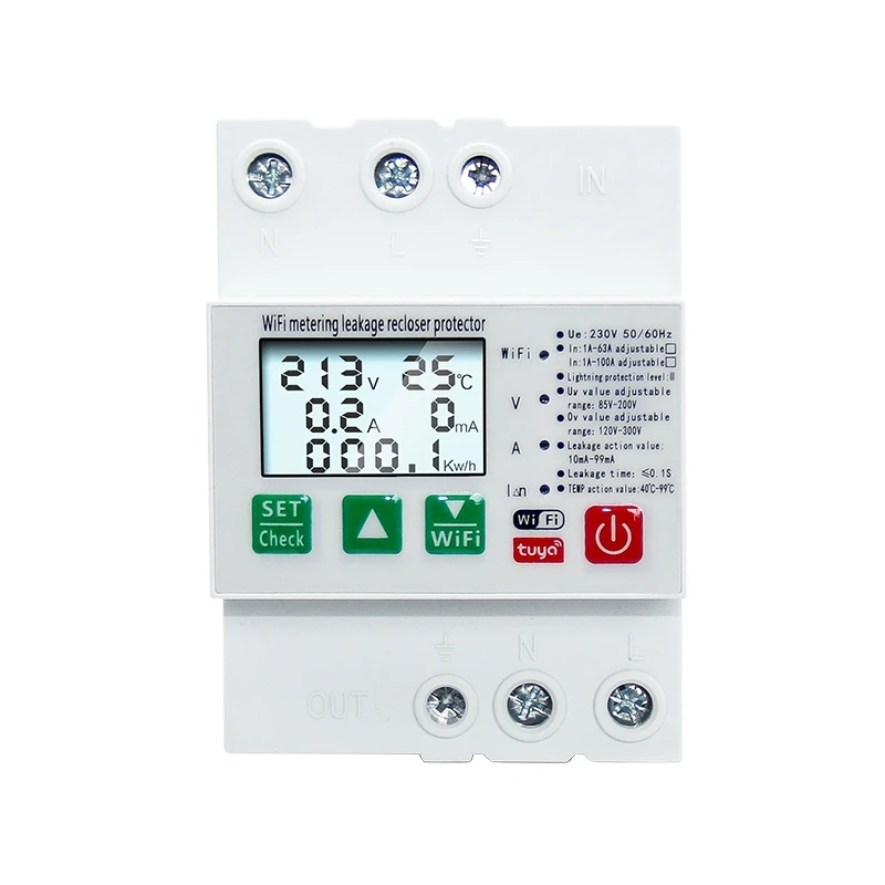 

WiFi Smart Earth Leakage Over Under Voltage Protector Relay Device Switch Breaker Energy Power kWh Meter Smart Life