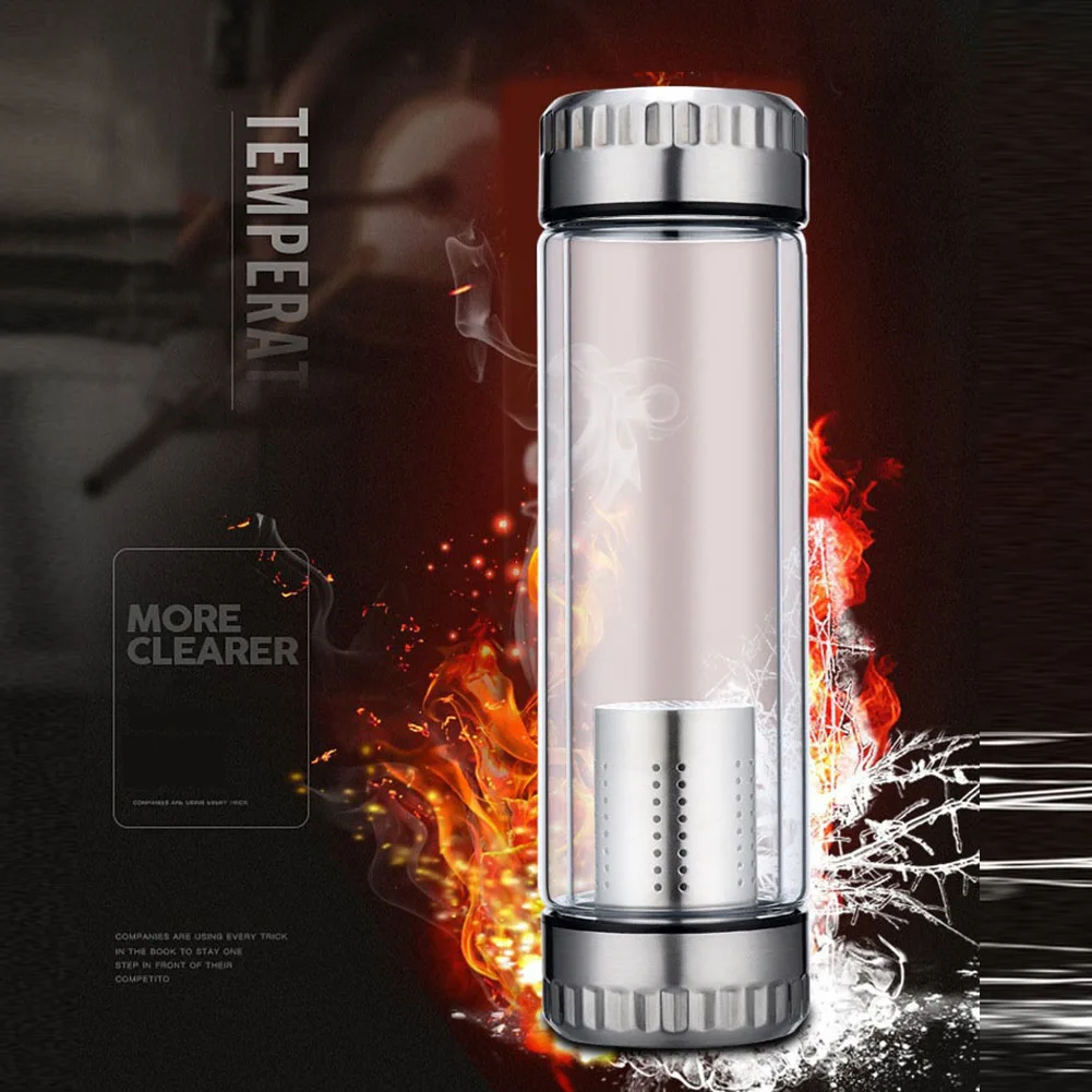 

Double-layer Glass Tea Bottle With Filter Tumbler Strainer Portable Water Bottle practical bottle,easy to clean