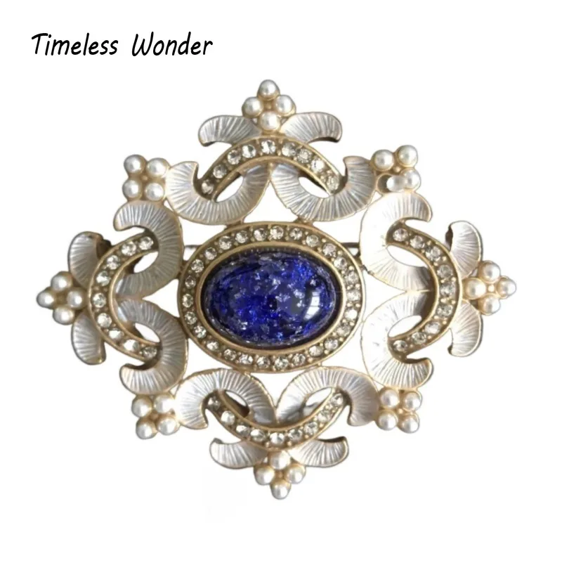 

Timeless Wonder Retro Zircon Geo Stone Brooch Pins for Women Designer Jewelry Runway Rare Luxury Gift Top Medieval Mix 2647