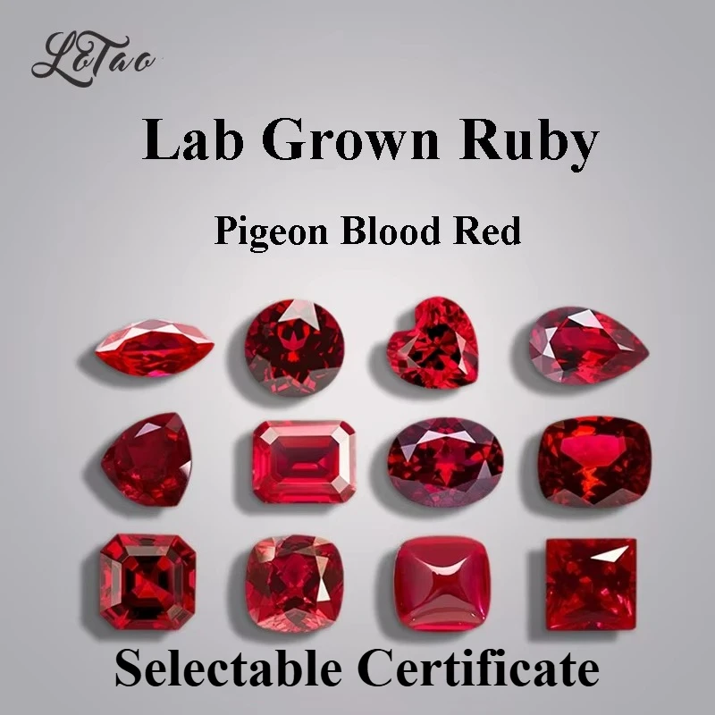 Lab Grown Ruby Multiple Shape Pigeon Blood Red Color Charms Gemstone for DIY Jewelry Making Materials Selectable Certificate