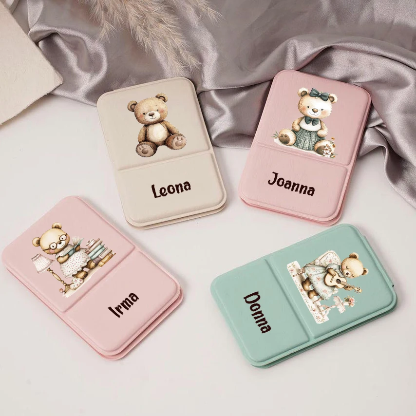 1 custom PU makeup mirror High-definition glass Folding Mirror for Girls and Girls Mother's Day Gentle Luxury Gift Makeup Mirror