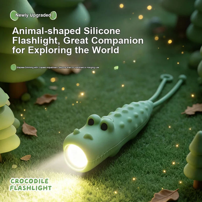 Silicone Animal Flashlight Protective USB Rechargeable Portable Cute Cartoon 2 Brightness Levels Handheld Light for Children