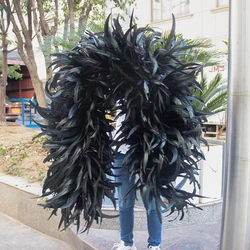 2/3 Yards Black Long Rooster Feather Boa Natural Chicken Plume Tail trim decorazione scialle per Cosplay abbigliamento Decor sciarpa