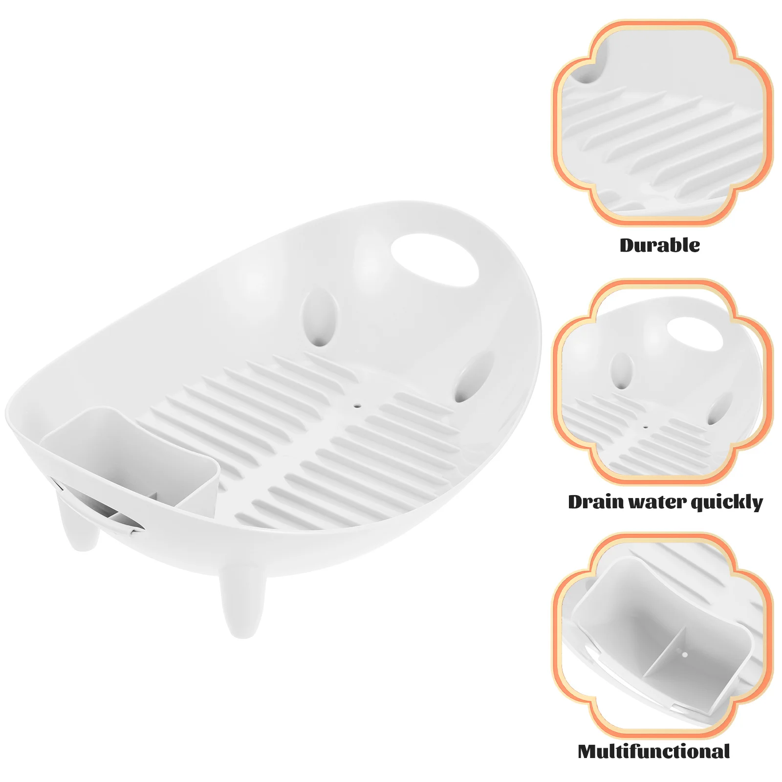 

Bowl Chopsticks Drainer Dish Drying Rack White PP Countertop Utensil Holder Compact Elliptical Kitchen Storage Organizer Safe