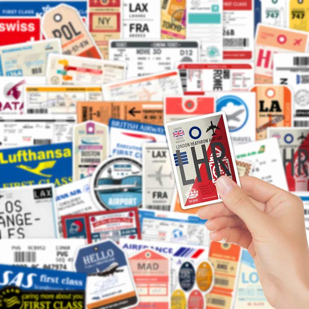 50 Stück Bordkarten-Flugticket-Graffiti-Aufkleber DIY Gepäck Notizbuch Deko-Sticker Papierartige Pop-Store-Aufkleber