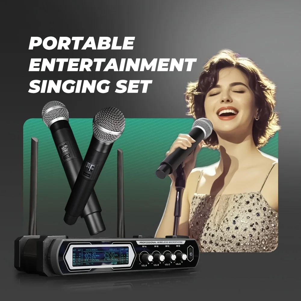 

LMBGM-S4 Wireless Microphone Handheld 4 Channel VHF Microphone ABS Anti-fall Design Suitable for Karaoke Wedding Band Church