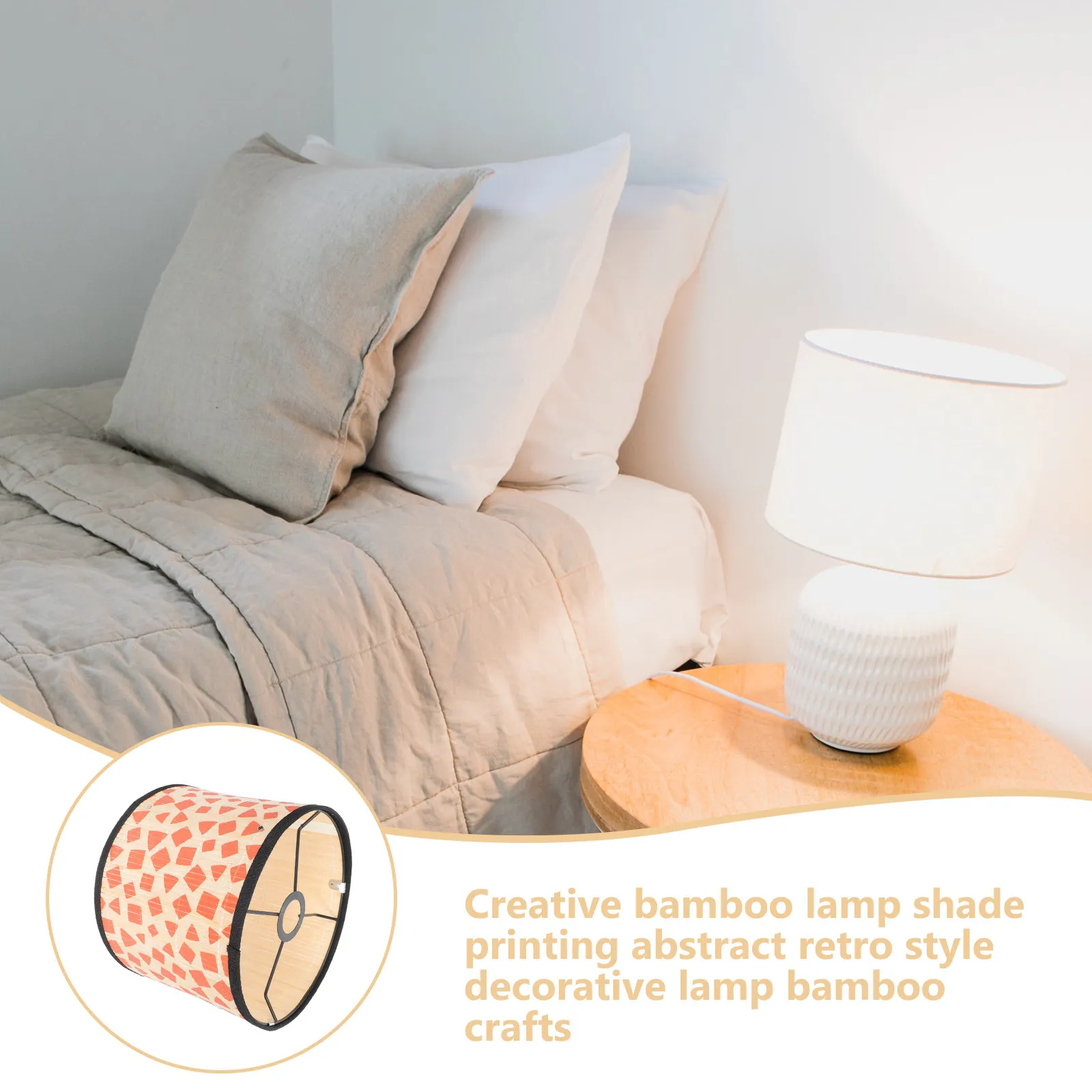 1Pcs Multi-Purpose Bamboo Lampshade Vintage Printed Lampshade Decor Accessory for Home Light Decor Light Shade Ornament Stylish