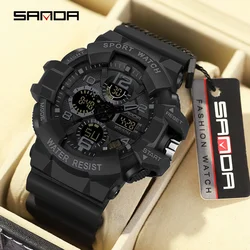 SANDA-reloj deportivo Digital para hombre, pulsera electrónica resistente al agua, de marca militar