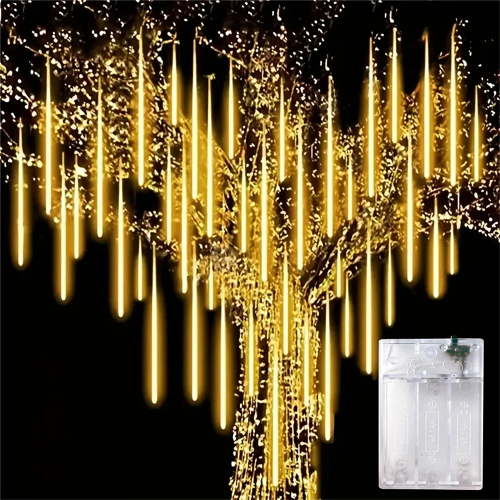 

LED Christmas 8 Tubes Holiday Light Outdoor Garden Decor Meteor Shower Rain Lights Battery Power New Year Outdoor Street Garland