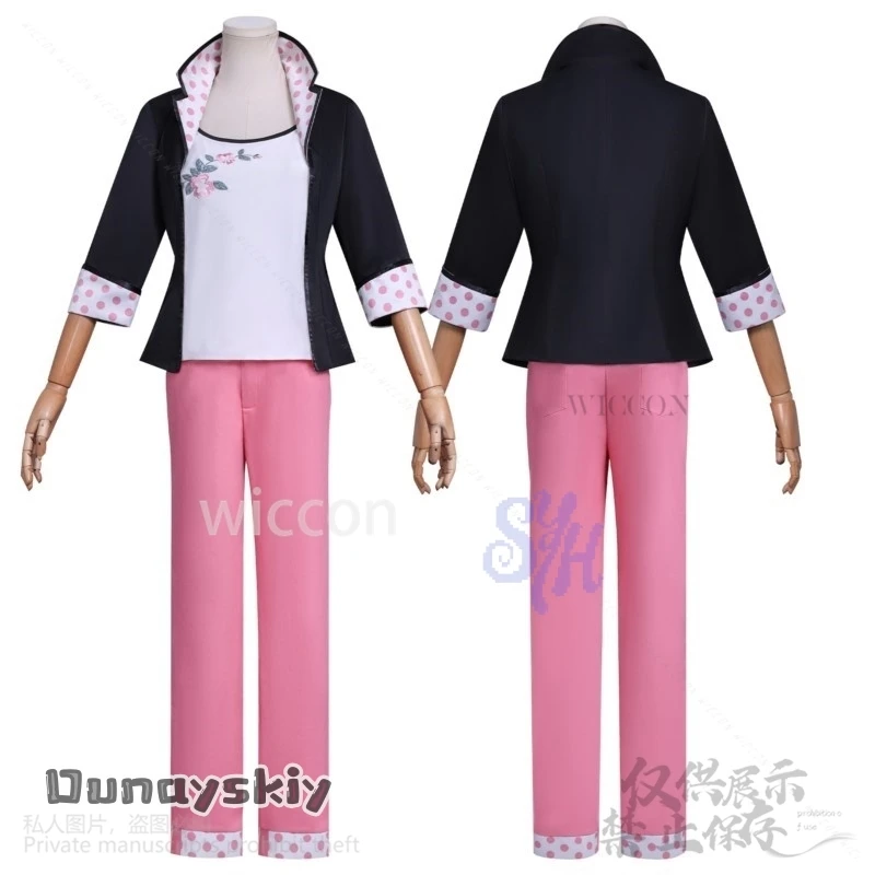 Nadybuu 6th تأثيري ريدي أنيمي زي معطف أسود النقاط الوردية بانت الوردي Kawaii موحدة Jirai Kei الفتيات هالوين حفلة تنكر