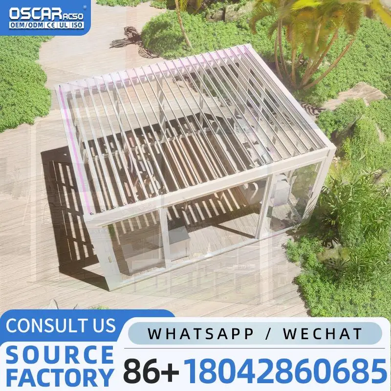 Customized Waterproof Louvered Aluminum Arches with RGB Led Lights Outdoor Decor Patio Shade Garden Structure  pergola