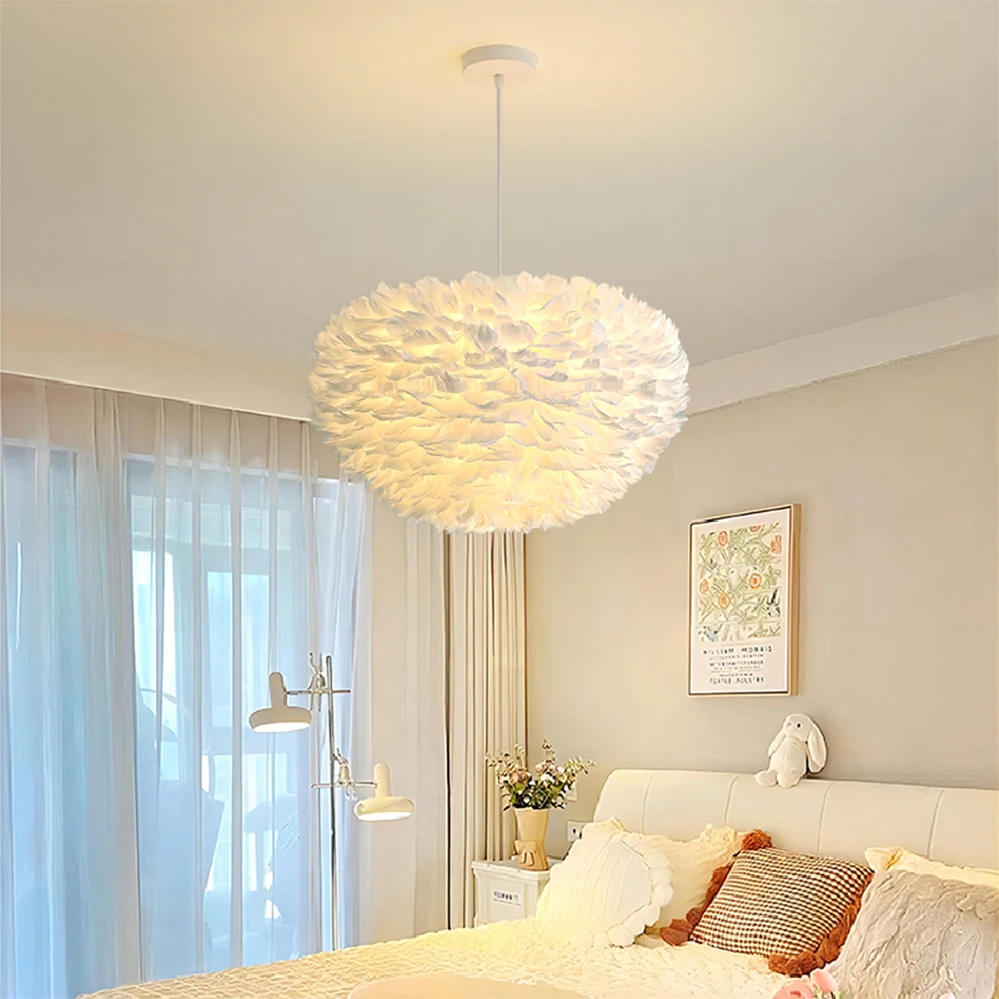 Nordic feather pendant lamp modern living room ceiling pendant lamp suitable for atmosphere decoration in restaurants and cafes view 4