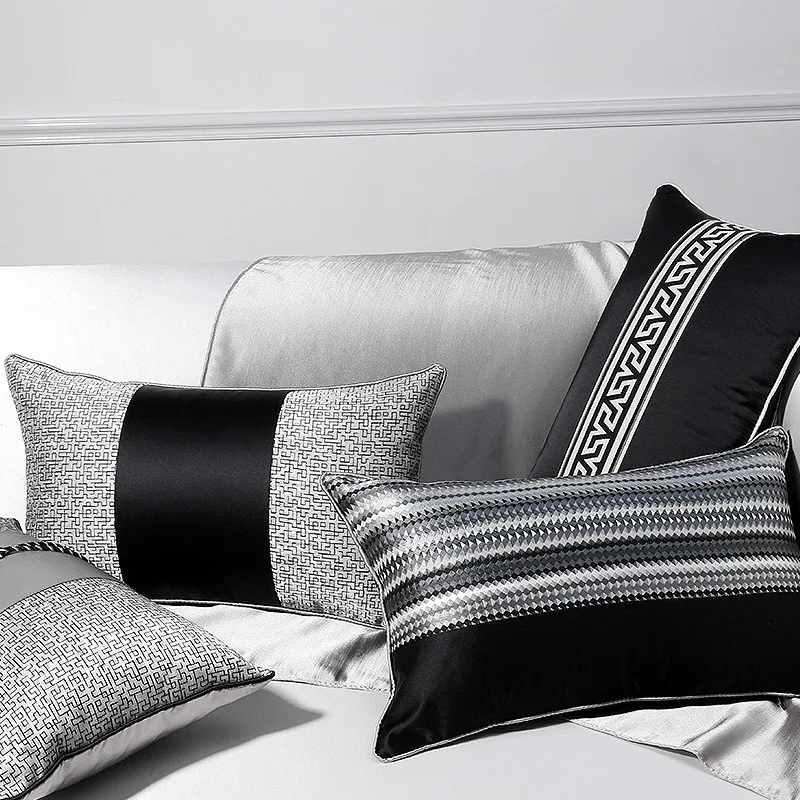 

Retro Black Pillows Classical Silver Cushion Case Luxury Chinese Decorative Pillow Cover For Sofa Chair 30x50 Home Decorations