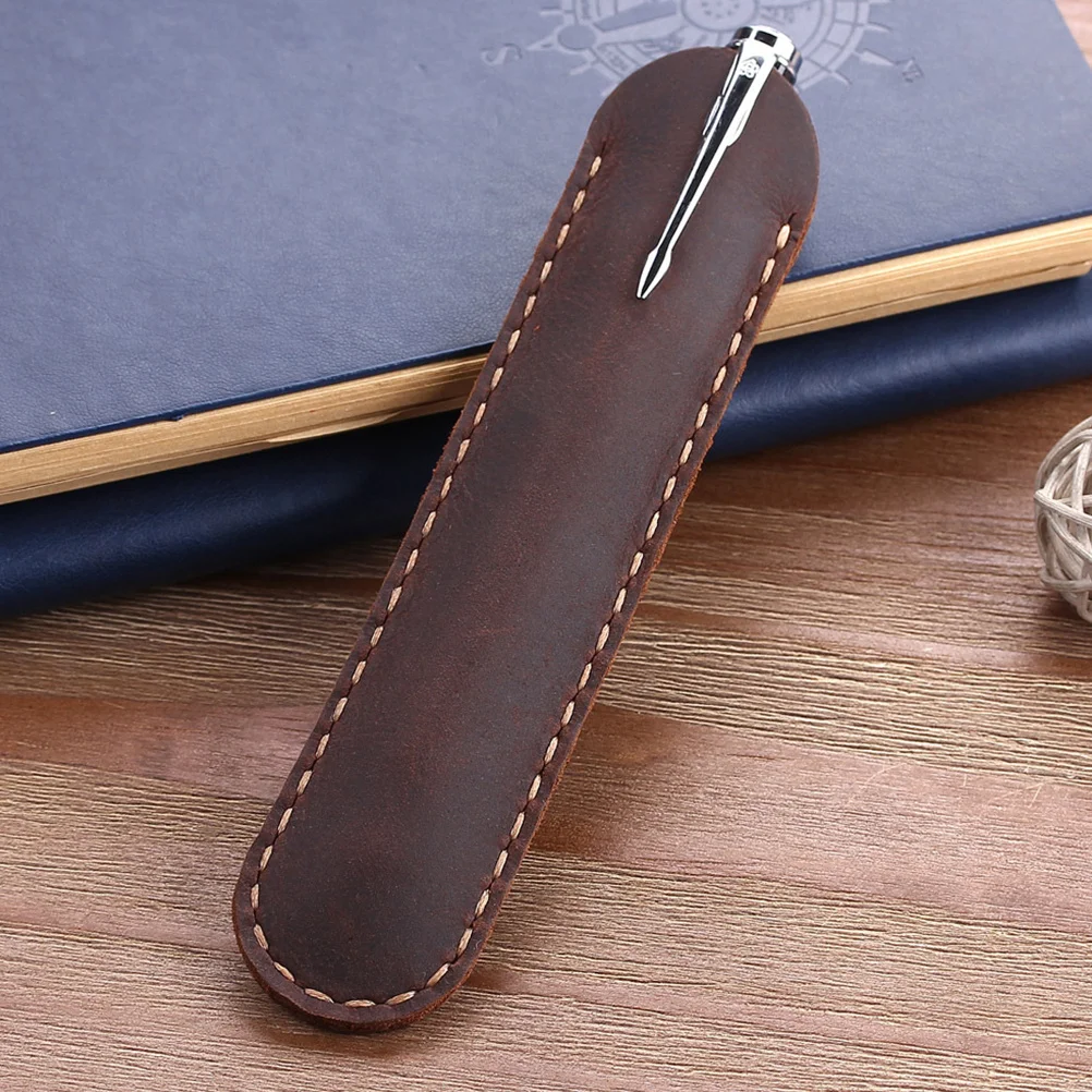 

Handmade Pen Case Holder Brown Fountain Multi Pens Pouch Pen Protective Sleeve Office School Use Pens Pouch