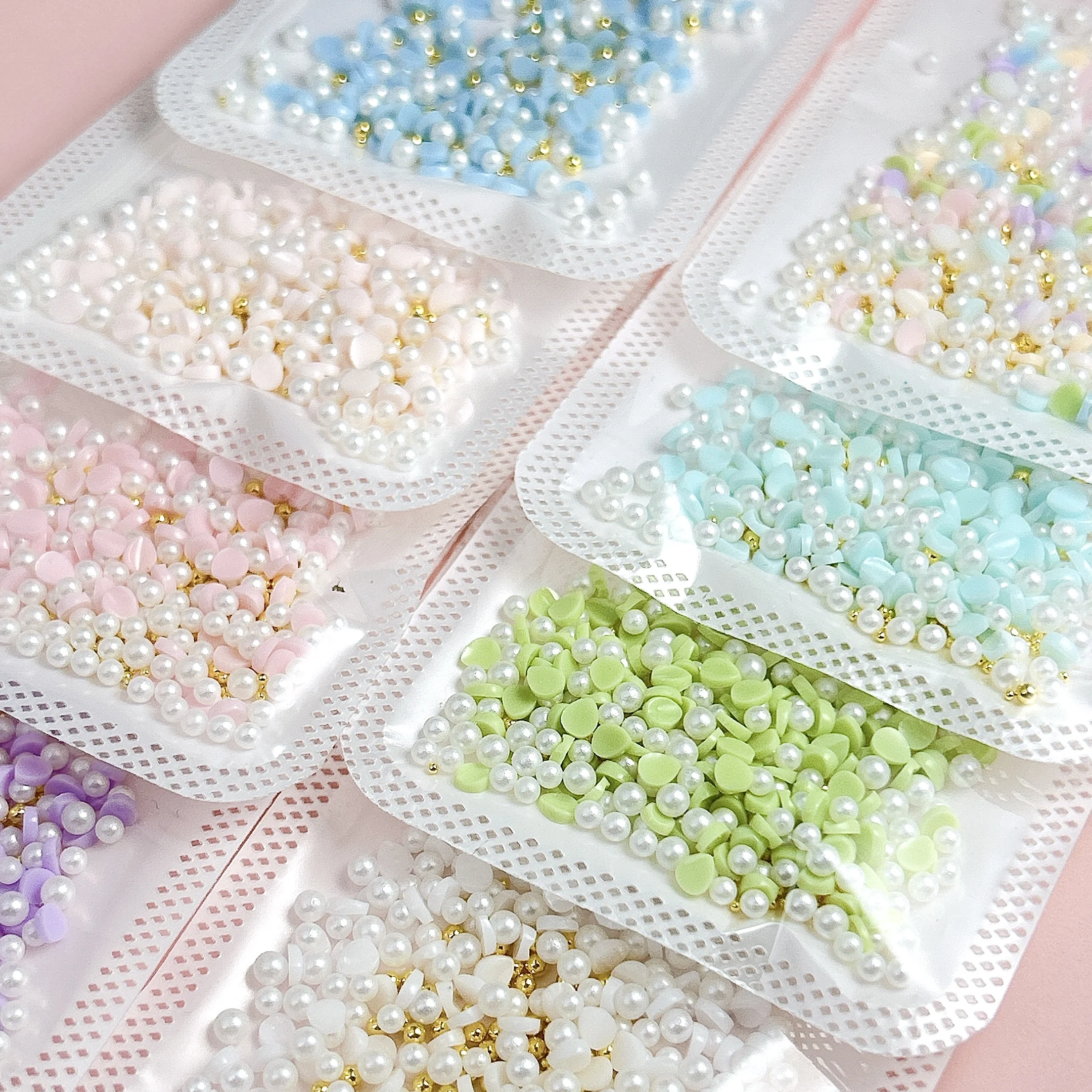 1 sac 3D coloré Mini pétale mixte résine ongles breloques réaliste pétale artificiel perle boule d'acier Nail Art décorations bricolage ongles