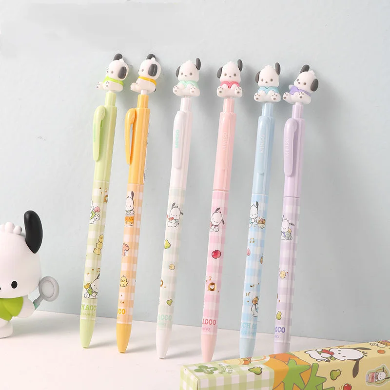 Sanrios Pochacco 0.5Mm Black Gel Pen Cute Rotatable Puppy Press Pen Student Signing Pen Creative Stationery School Supplies Gift