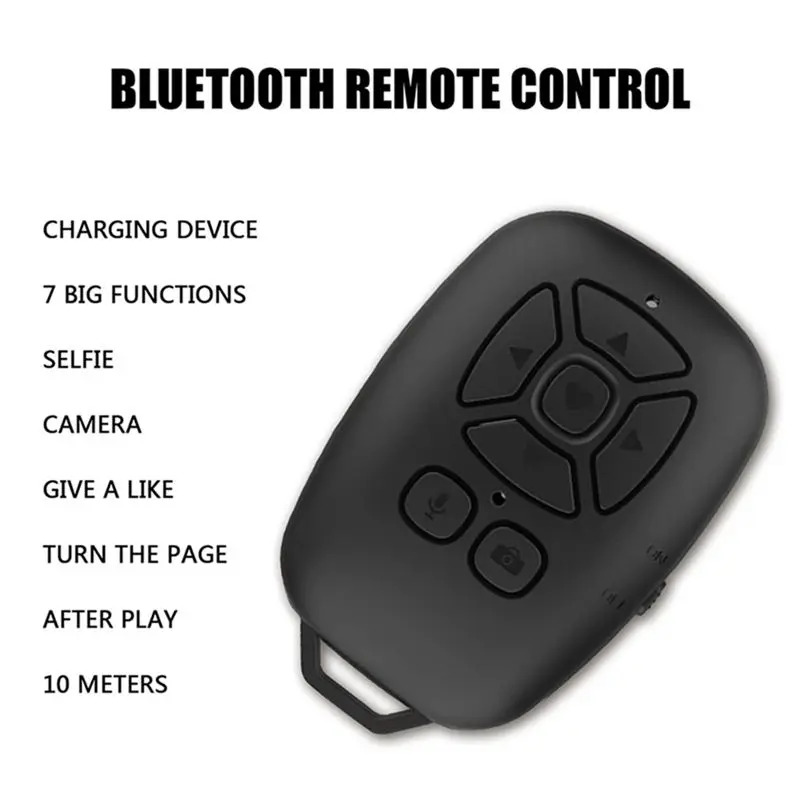 A69ZBG! Bluetooth Remote Control Selfie Camera Shutter Release Mobile Phone Button E-Book Turn Page Photo Wireless Controller