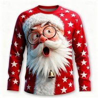 2026 Christmas Kids T-Shirts Santa Claus 3D Print Long Sleeve Tee Crew Neck Tees Trendy Street Style Autumn Casual Children Tops