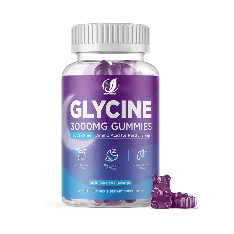 Glycine gummies, 3g (3000mg) glycine supplement, blueberry flavor, sugar free, vegetarian, non GMO