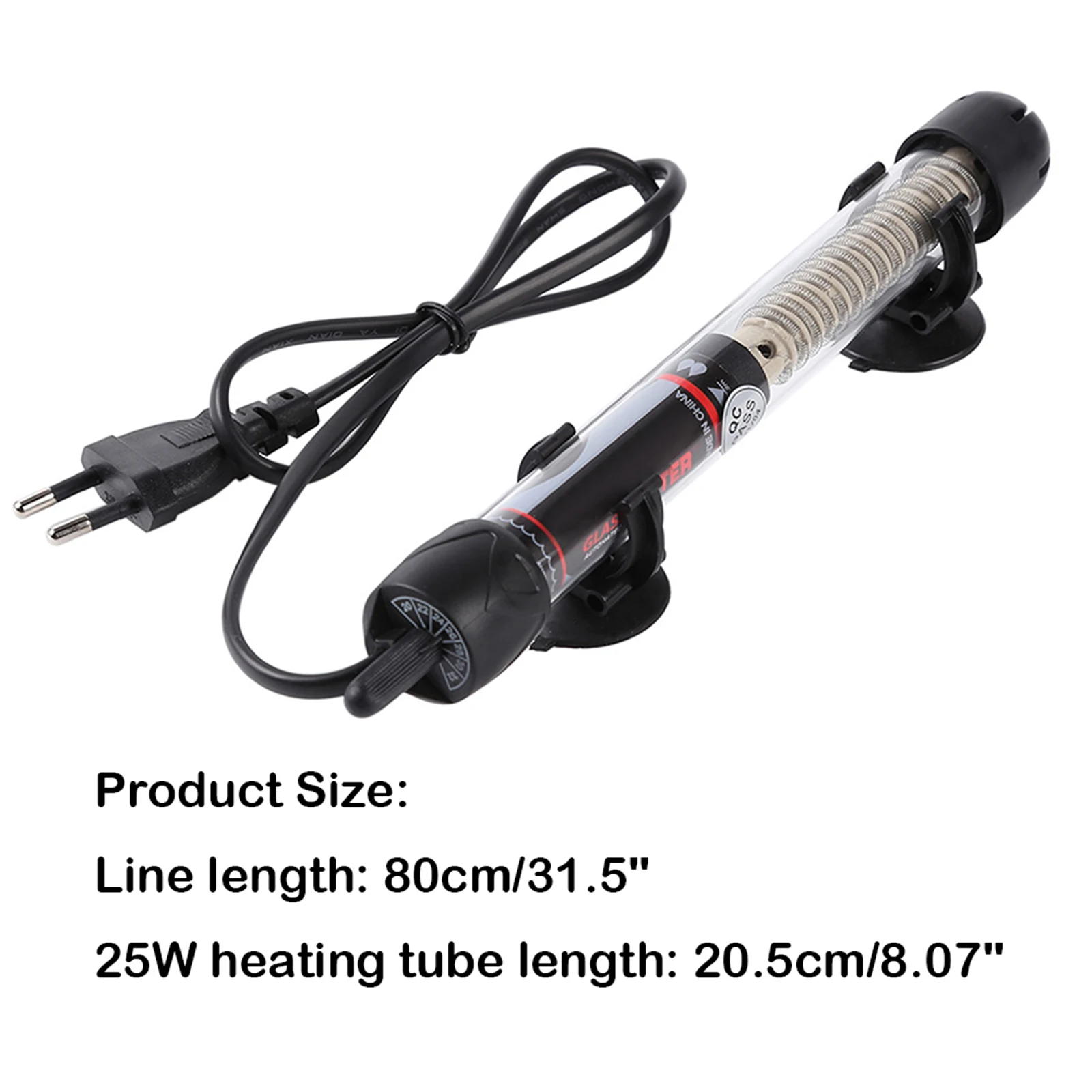 220V-240V Fish Tank Water Heater 25W/50W/100W/200W/300W Aquarium Submersible 20℃ to 34℃ Constant Temperature Heating Rod EU Plug
