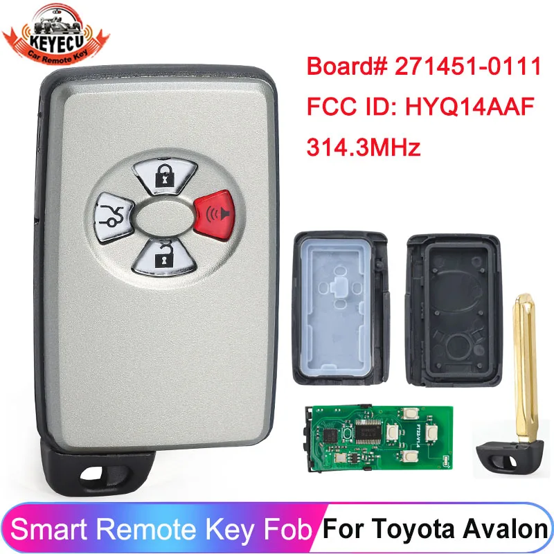 

KEYECU 271451-0111 Board 314.3MHz For 2005 2006 Toyota Avalon FCC ID: HYQ14AAF Keyless Remote Key Fob 4 Button