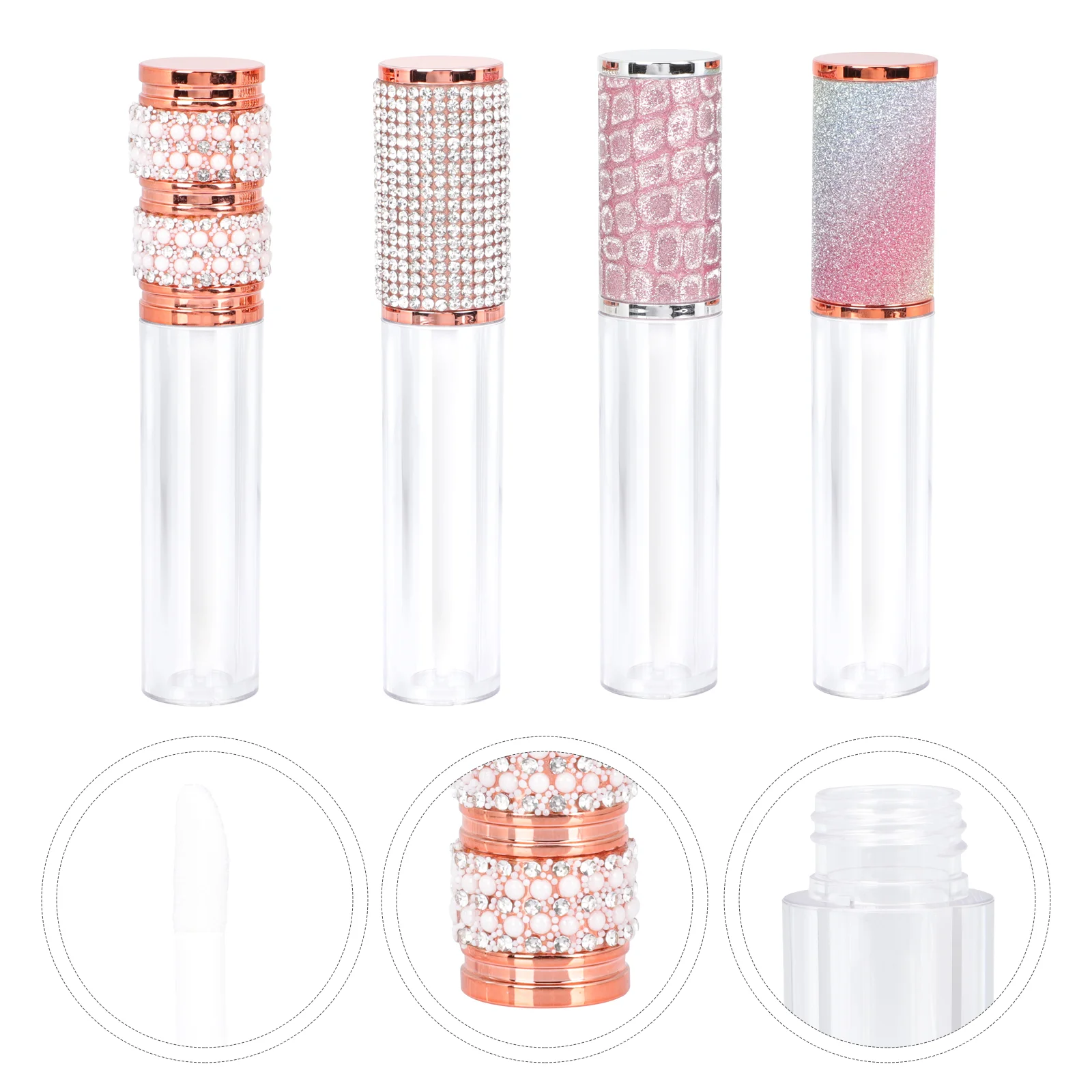 

20 Pcs Lip Gloss Tube Color Container Balm Tint Tubes Rhinestone Bottles Bulk Pearl