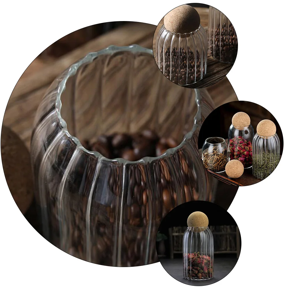 

1pc Cork Glass High Borosilicate Tea Storage Jar Sealing Can Dry Food Cork Glass Bottle Container Kitchen Home Accessories