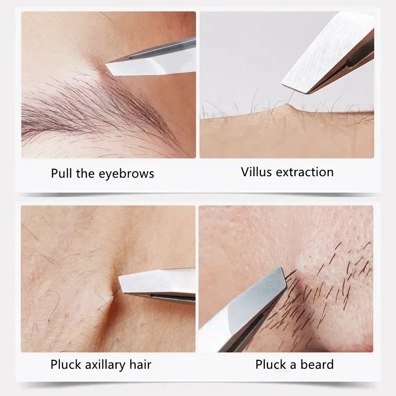 Stainless Steel Oblique Eyebrow Clip Eyebrow Tweezers Eyelash Extension Double Eyelid Tweezers Tool Hair Removal Cosmetic Tools