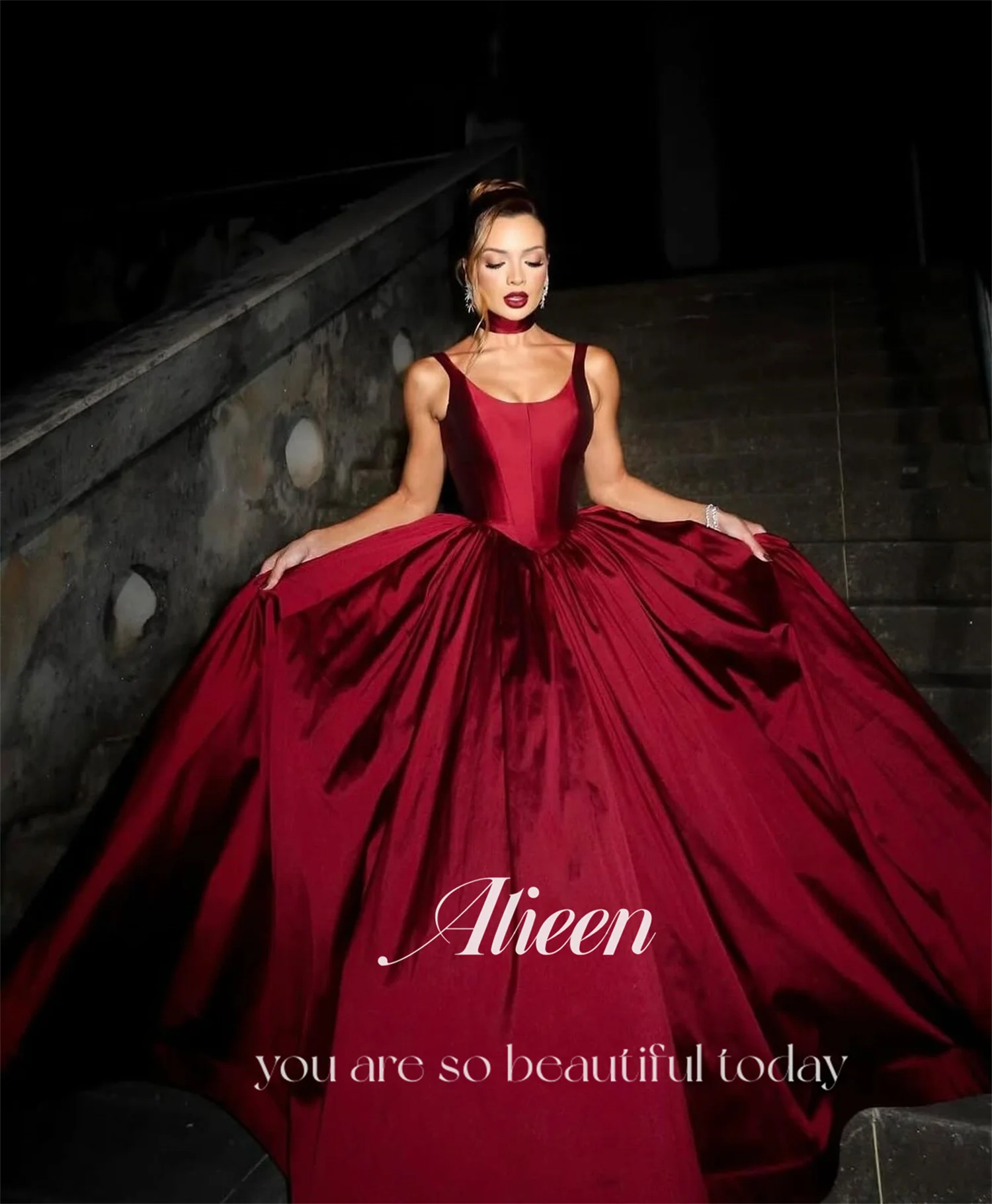 Aileen Satin New in Dresses for Special Occasions Crimson Red Women's Prom Dress 2025 Vestidos De Festa Wedding Party Dresses