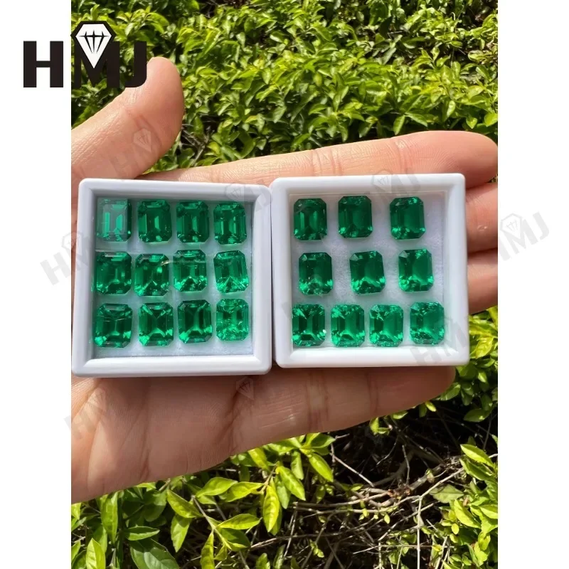 

Hydrothermal Lab Grown Colombia Emeralds Emerald Shape Hand Cutting with Cracks Inclusions Inside Selectable AGL Certificated