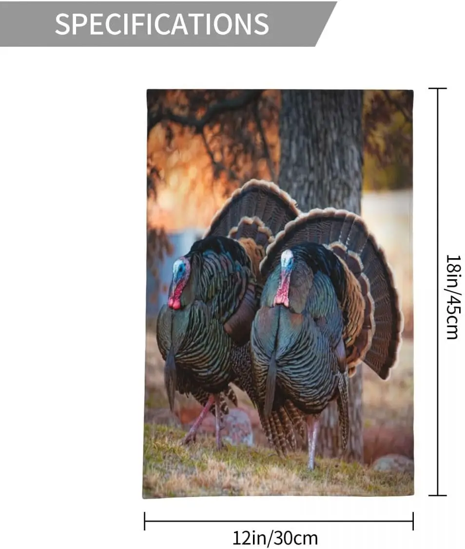 Ansouyi Two Turkeys Strutting on Grassy Garden Flag 12