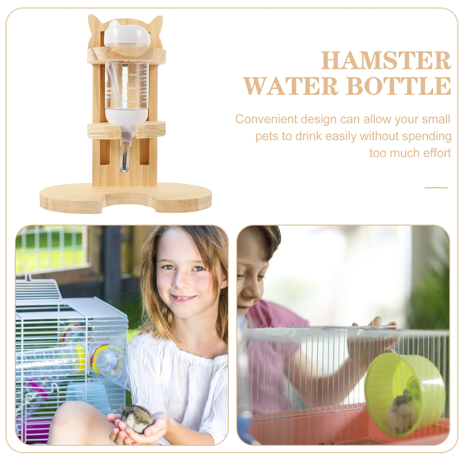 Water Dispenser Water Fountain Waterer Cage Dispenser Small Animals Hamster Bottle with Stand Wooden Professional Feeder Kettle