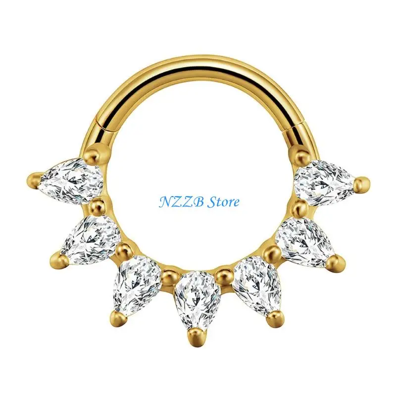

T21F Round Crystal Nose Piercing Ring Ear Cartilage Jewelry Body Accessory for Women