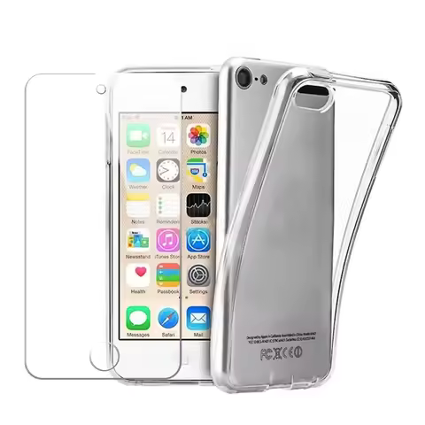 2-in-1 Soft Protective Skin Case Cover for Apple iPod Touch 5 6 7 Tempered Glass Screen Protector for touch 5g 5th 6g 6th 7g 7th