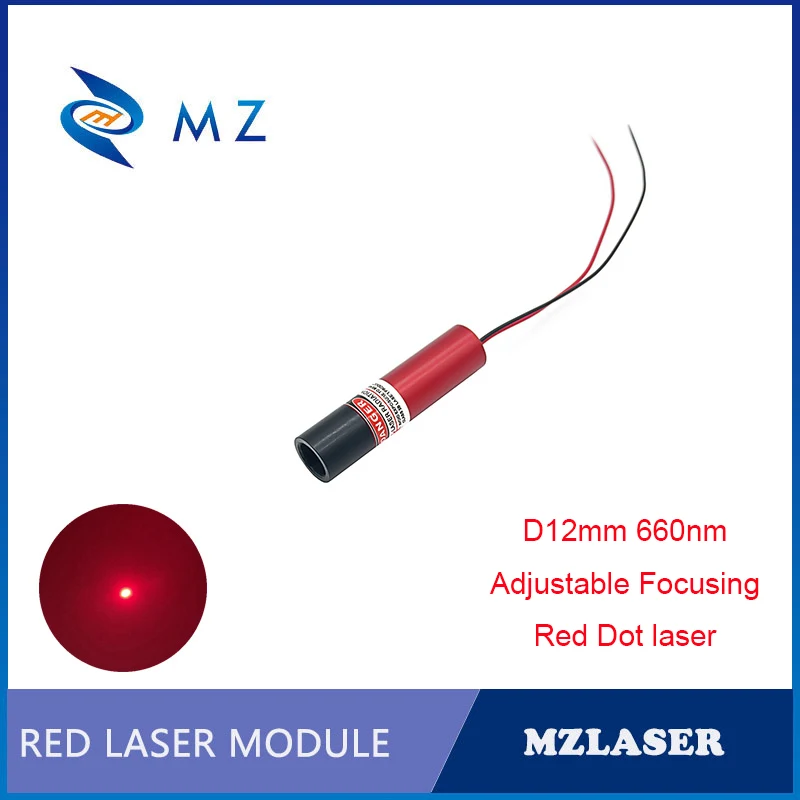 

D12mm 660nm Adjustable Focusing laser 100mw 3V 5V 12V 24V Red Dot Laser Diode Module High-Stability Industrial Grade