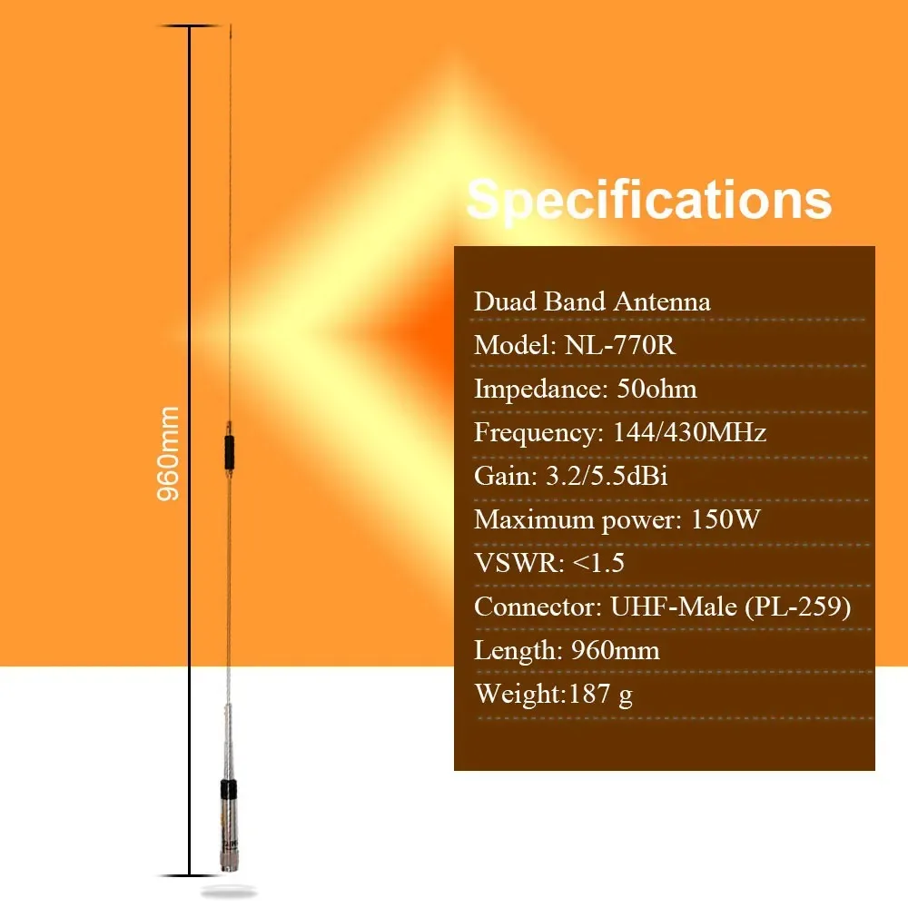 NAGOYA NL-770R Antenna Dual Band Mobile Radio NL770R for KT-8900 KT-8900D KT-980plus KT-780Plus TH-7800 TH-8600 BJ-218 BJ-318