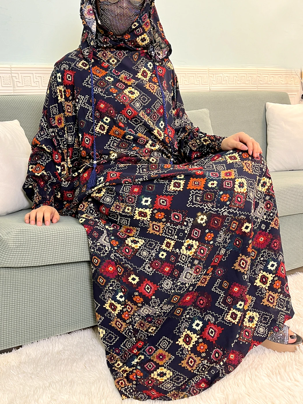 Abayas-conjuntos musulmanes para mujer, bata de oración de Ramadán, algodón, manga larga, suelta, con capucha de doble capa, 2024