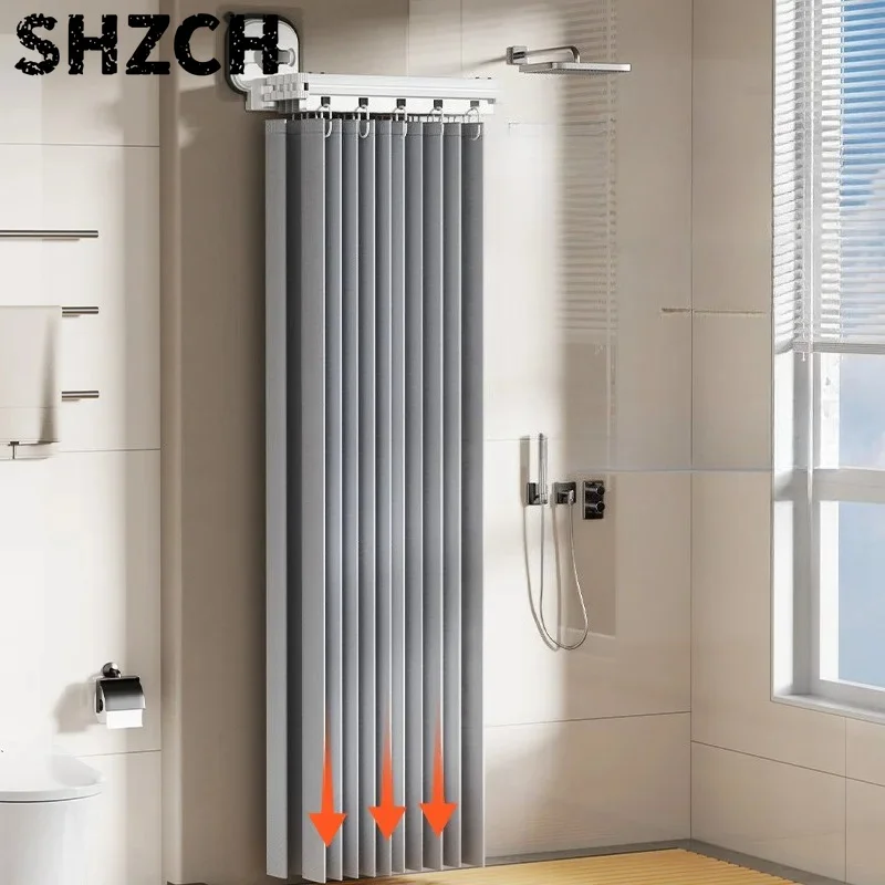 Cortina  ducha  secado rápido con ventosas, divisor  baño plegable a prueba  moho para puesto  bañera y entretenimient