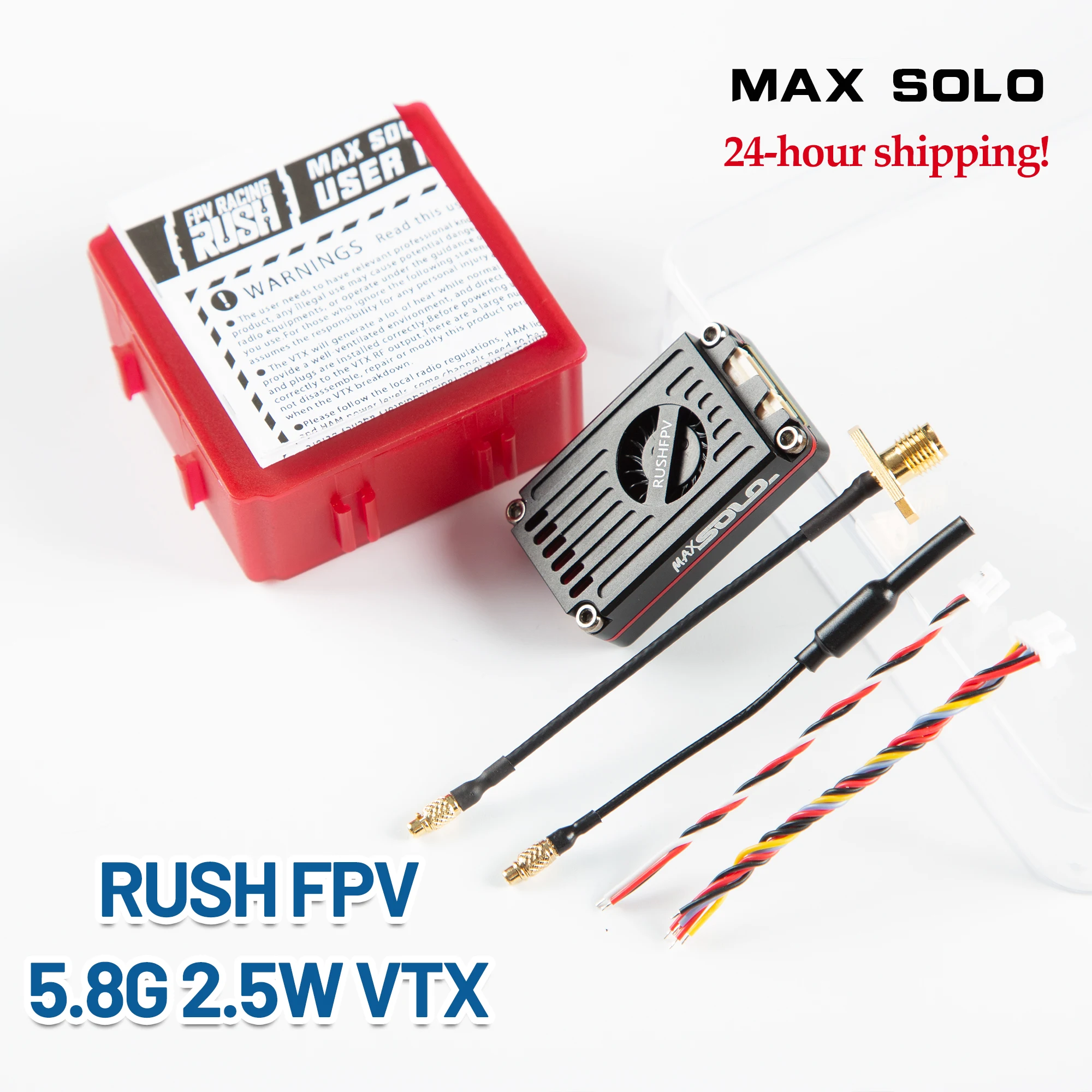 

RUSH TANK MAX SOLO 5.8GHz 2.5W High Power 48CH VTX Video Transmitter with CNC shell for RC FPV Long Range Fixed-wing Drones DIY