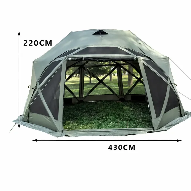 Octagonal Spherical Tent with Oversized Viewing Window Double Mesh Outdoor Camping Ball Tent Flame Retardant Installation