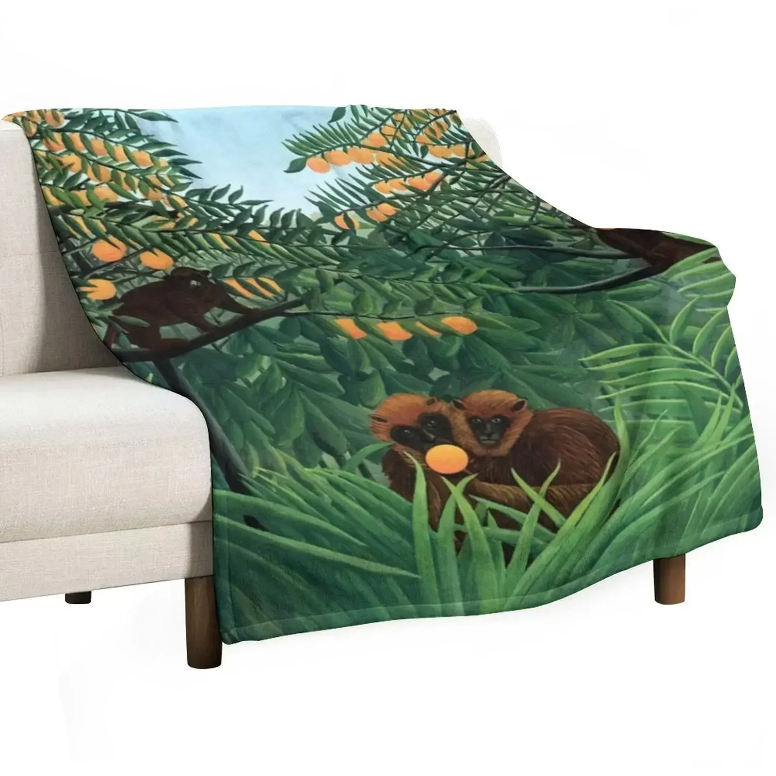 Henri Rousseau - The Tropics Throw Blanket Decorative Throw Sofa Throw Decorative Sofa Blankets