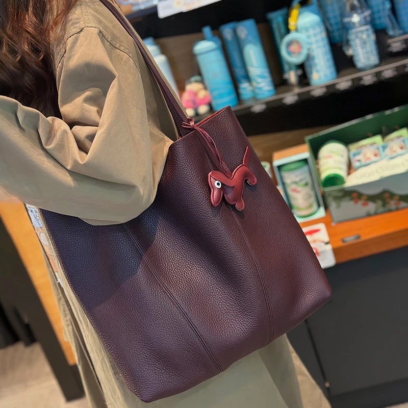 

Natural Cow Leather Shoulder Bags for Women, Soft Retro Cowhide, Durable Casual Hand Bag, Ladies Fashion Trend, Classic Handbag