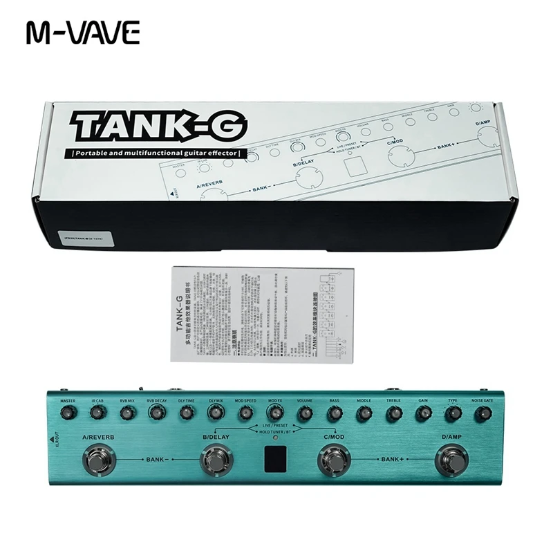 M-VAVE Tank-G Guitar Multi-Effects Pedal Rechargeable 36 Presets 9 Preamp Slots 8 IR Cab Slots 3Modulation/Delay/Reverb Effects