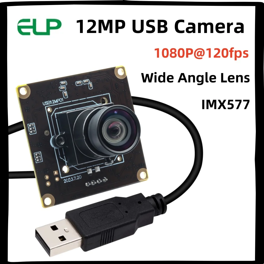 

ELP 1080P 120fps High Speed USB Camera Module 12MP 4K USB Webcam Wide Angle No Distortion Lens Industrial USB Security Camera