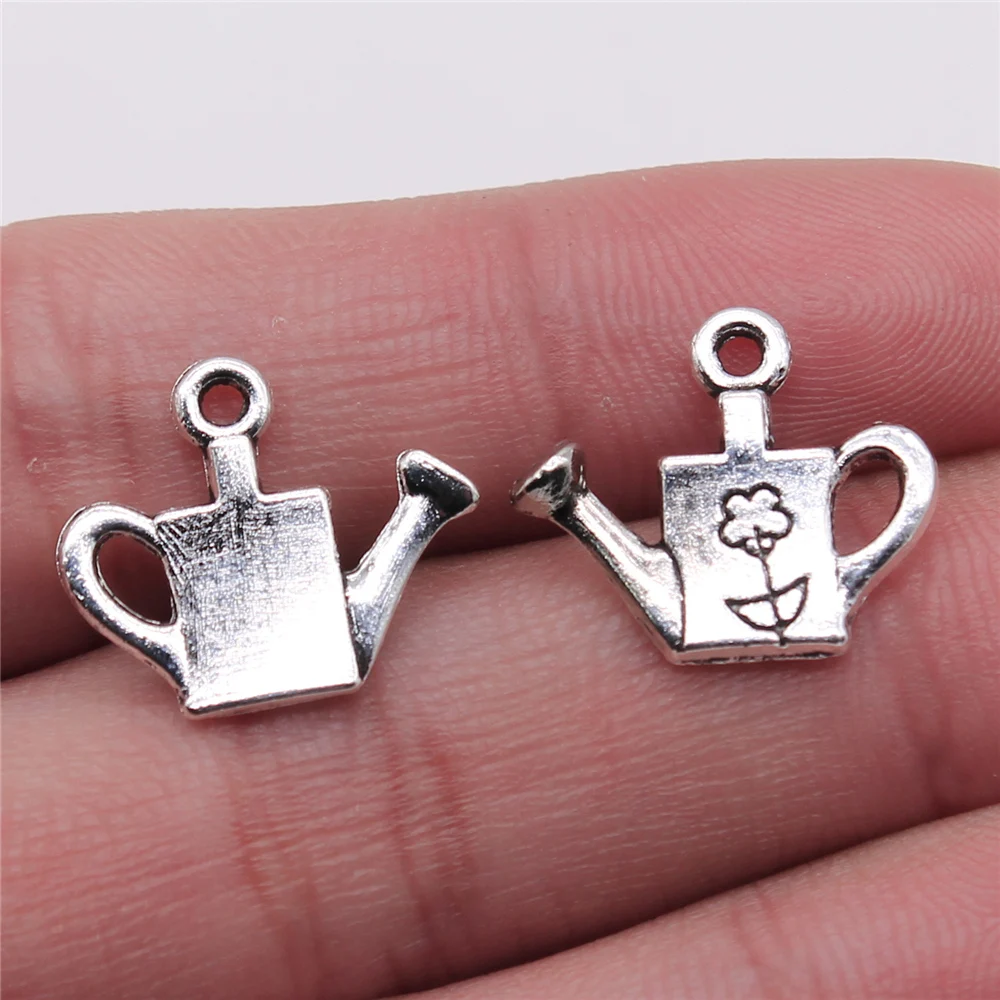 WYSIWYG 10pcs 15x18mm Small Shower Kettle Pendant Charms Antique Silver Plated For Jewelry Making Jewelry Findings