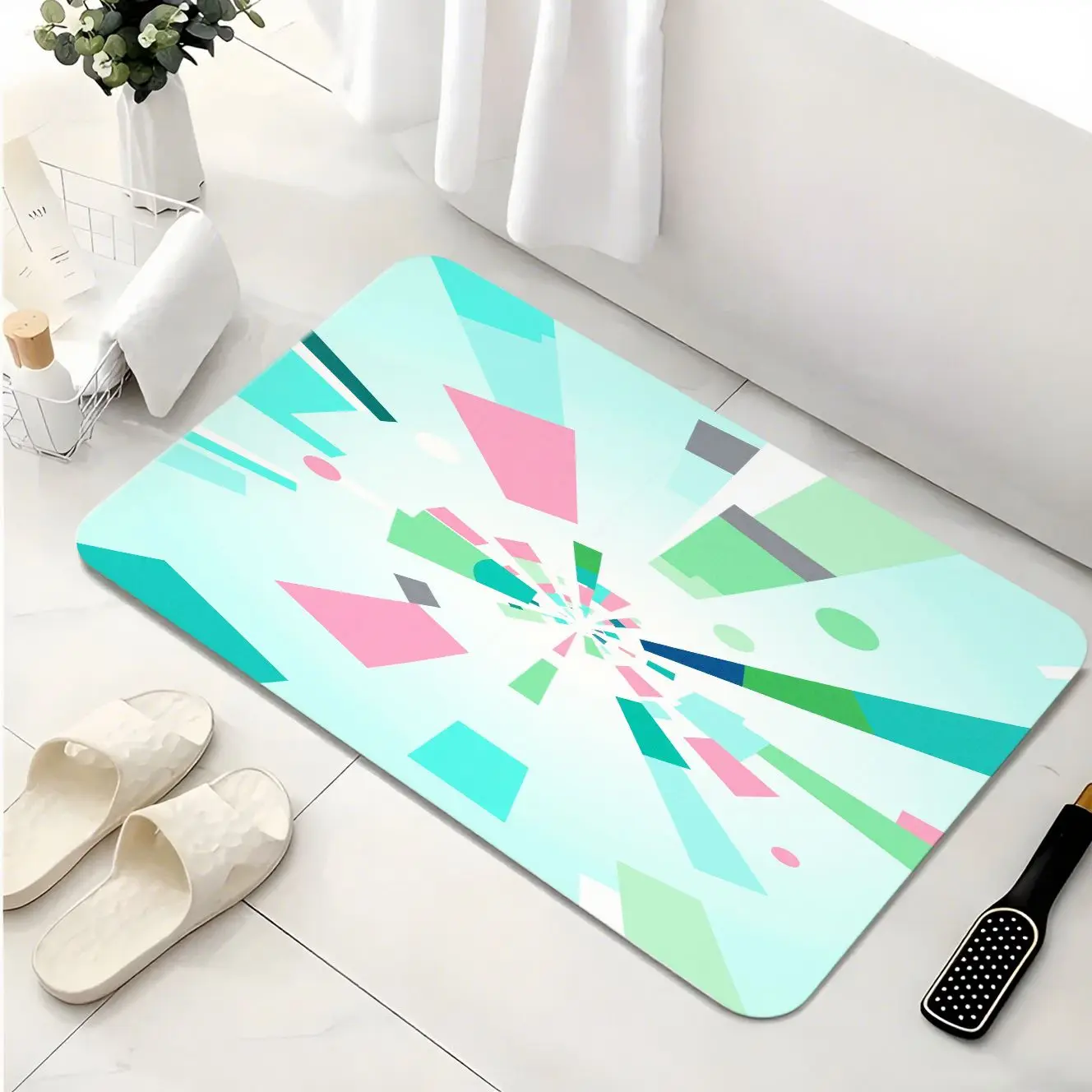 

MatMuse Geometric Abstract Splash Print Home Soft Diatomaceous Earth Mat Floor mats Soft Non-Slip Quick-Drying Modern Carpet